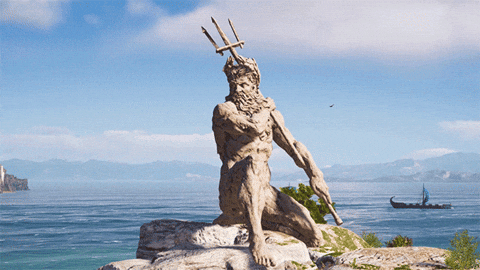 estatua romana con un tridente en la mano siendo recreada para Assassin's Creed Odyssey.- Blog Hola Telcel
