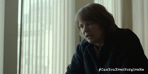 Gif of Melissa McCarthy playing Lee Israel saying she likes cat's more than people in "Can You Ever Forgive Me?"