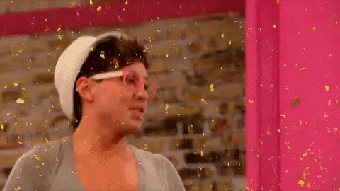Contestant on reality TV show RuPaul's Drag Race throwing glitter