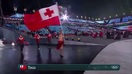 Shirtless Tongan In Pyeongchang Winter Olympics in funny gifs