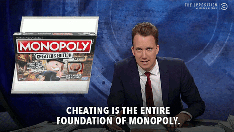 Cheating Monopoly GIF by The Opposition w/ Jordan Klepper