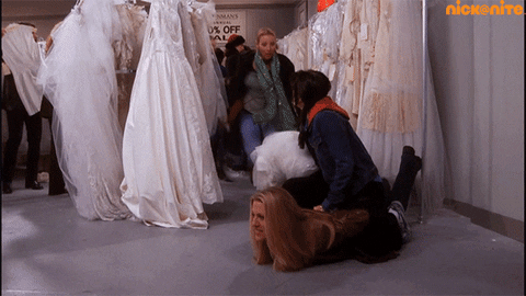GIF from friends of wedding dress fight 