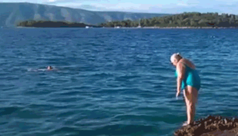 Granny diving in!