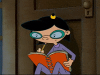 Helga from Hey Arnold writing intently in her journal
