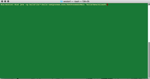 Pipe-and-Filter (version1) program running in terminal alt text