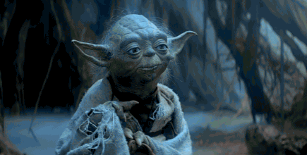 Animated gif of the shriveled green character Yoda from Star Wars (specifically The Empire Strikes Back, for the nerds) saying his iconic line, "Do or do no. There is no try."