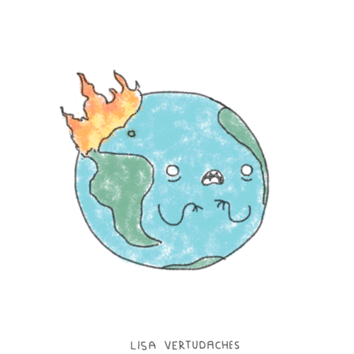 drawing of earth burning