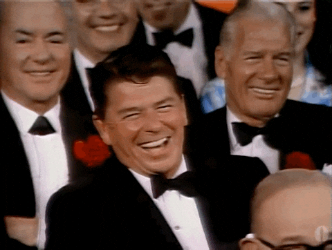 Image result for reagan laughing gif
