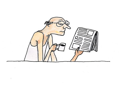 Image result for old man reading animated gif