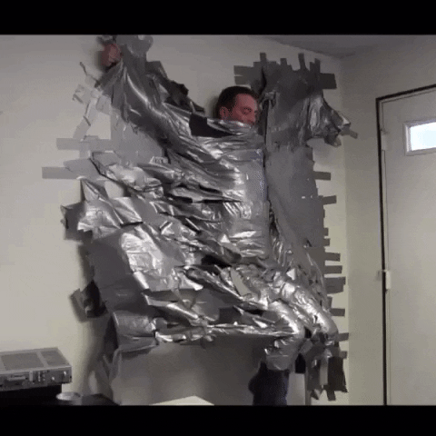 Gif of man trapped with duct tape