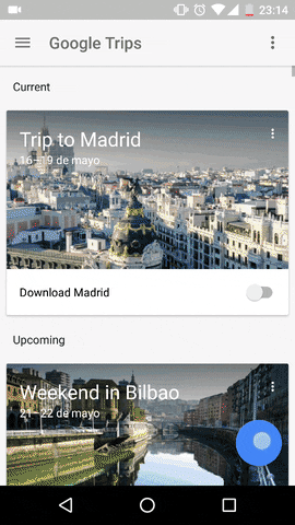 Añadir nuevo viaje Google Trips