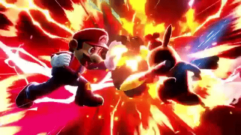 Gif of super Mario fighting on video game, Super Smash Bros