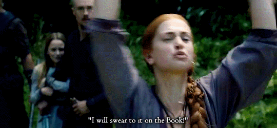 Ædith saying 'I will swear it on the Book!'