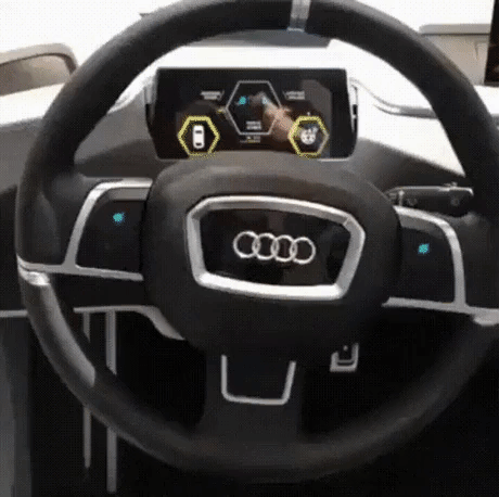 Transforming steering wheel in Audi in tech gifs