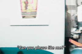 Gif of a man saying "Can you please like me?"
