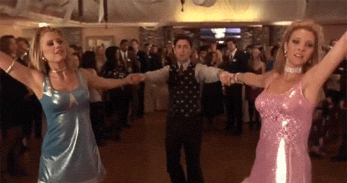 Romy and Michele doing their interpretive dance at the reunion