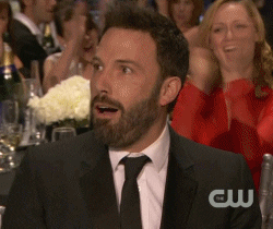 Ben Affleck surprised at an awards show.