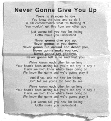 never gonna give you up song