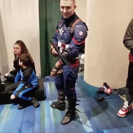 Captain America cosplay in random gifs