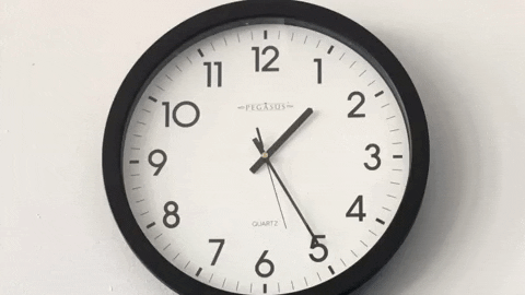 Gif of a clock moving quickly -- phrases students say