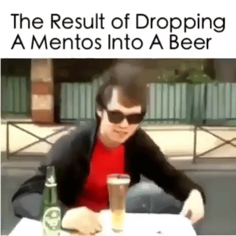 Mentos Into Beer in funny gifs
