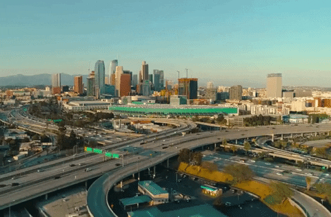 california gif giphy cityscape animated gifs flying above la