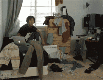 messy room frantic kid hiding clutter