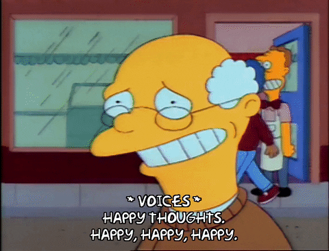 Simpson character thinking happy thoughts