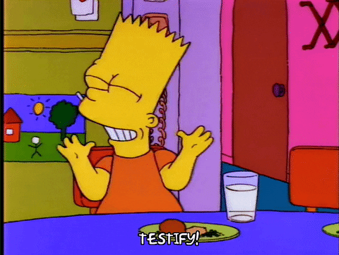Bart Simpson bailando en la mesa 