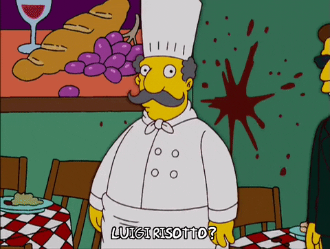 GIF: The Simpsons' Luigi Risotto in his restaurant