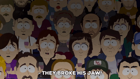 Image result for they broke his jaw south park gif