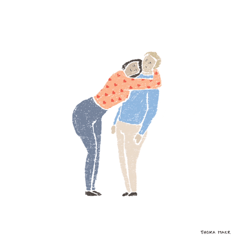 dibujo de una chica abrazando a su pareja 