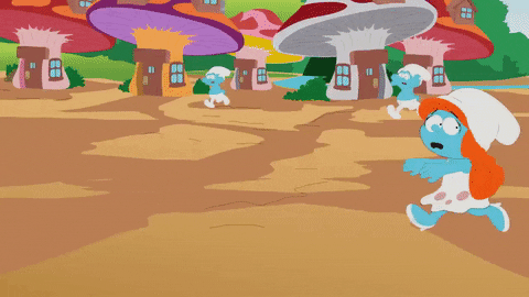 South Park running smurfs bulldozer smurfette GIF