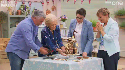 clipo from the Great British Bake off where 3D gingerbread art falls apart
