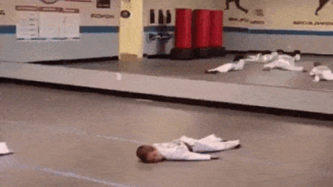 Lazy Karate Kid funny Gif