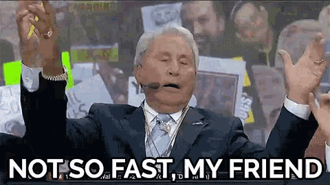 Lee Corso from College Game Day saying "Not So Fast My Friend"