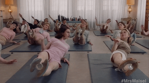 Working Out Rachel Brosnahan GIF by The Marvelous Mrs. Maisel - Find & Share on GIPHY