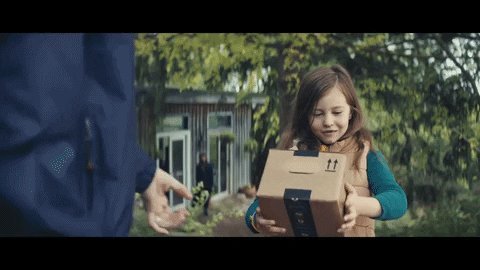 Child receiving an Amazon gift