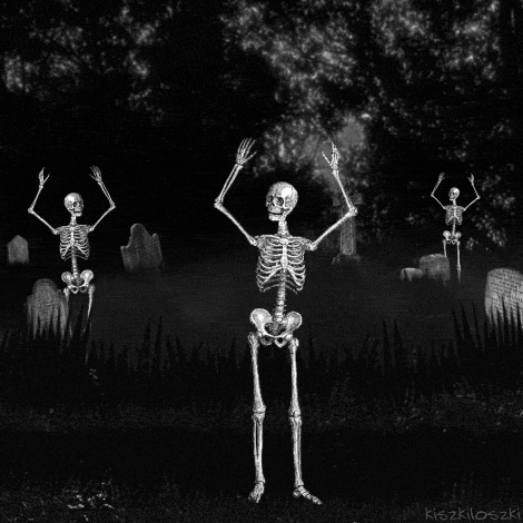 Skeleton Dance Dancing GIF by Kiszkiloszki