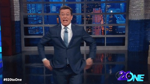 Stephen Colbert saying "Hiddleswift!"