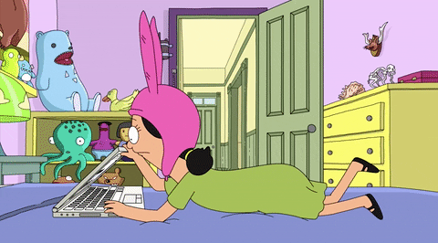 cartoon girl using computer gif