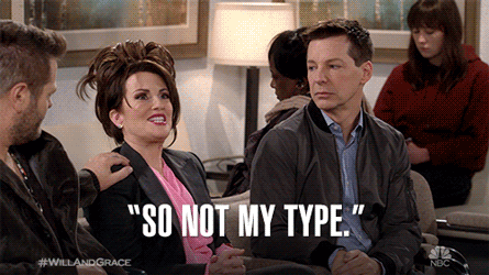 Giphy saying not my type

Episode 8 GIF By NBC

https://media.giphy.com/media/3o751TeE60WhDAP7IQ/giphy.gif
