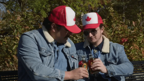 Canadians drinking maple syrup