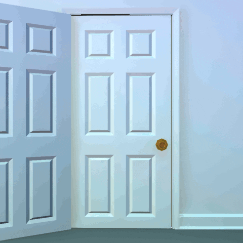GIF of endless cycle of doors opening.