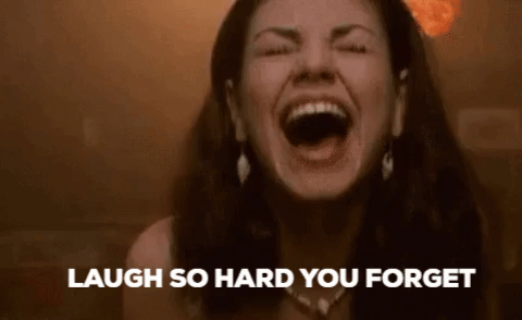 animated gif with text saying laugh so hard you forgot what you were laugh at 