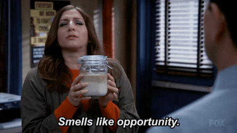 Brooklyn 99 character smelling a jar and saying Smells like opportunity