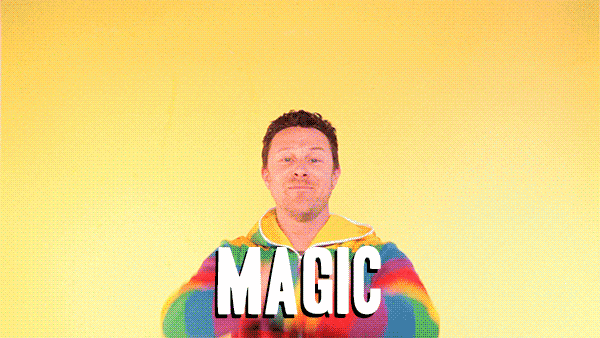 Gif of man making a rainbow with his hands
