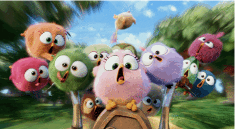 GIF of the angry birds travelling at full speed. 