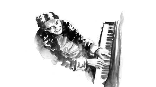 Animación en tinta de pianista