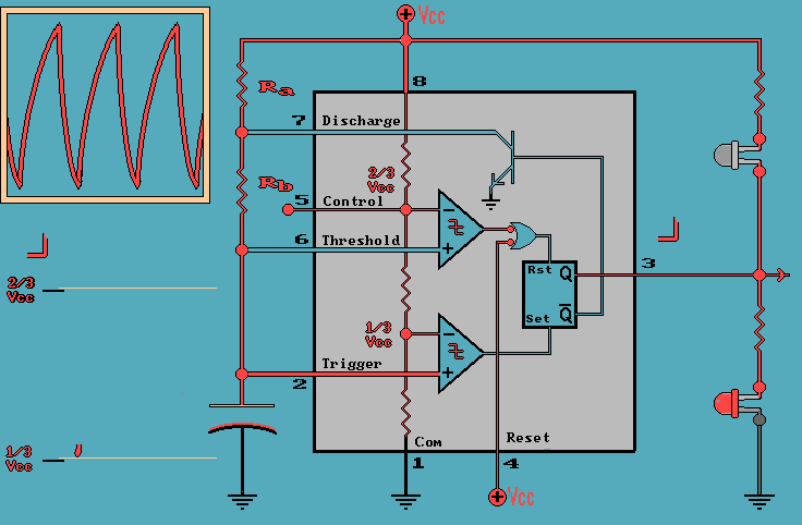 Como armar un circuito astable con el integrado 555